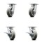 Service Caster 6 Inch Kingpinless Thermoplastic Rubber Wheel Swivel Caster Set with 2 Brakes SCC-KP30S620-TPRRD-2-SLB-2 - alternate 1